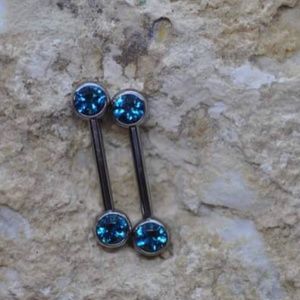 Neometal titanium London blue threadless nipple barbells - 5/8”